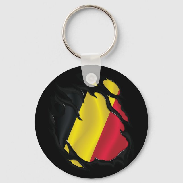 Porte-clés Drapeau déchiré de Belgique (Recto)