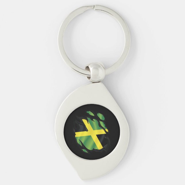 Porte-clés Drapeau déchiré de Jamaïque (Devant)