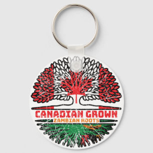 Porte-clés Drapeau des racines de l'arbre du Canada zambien