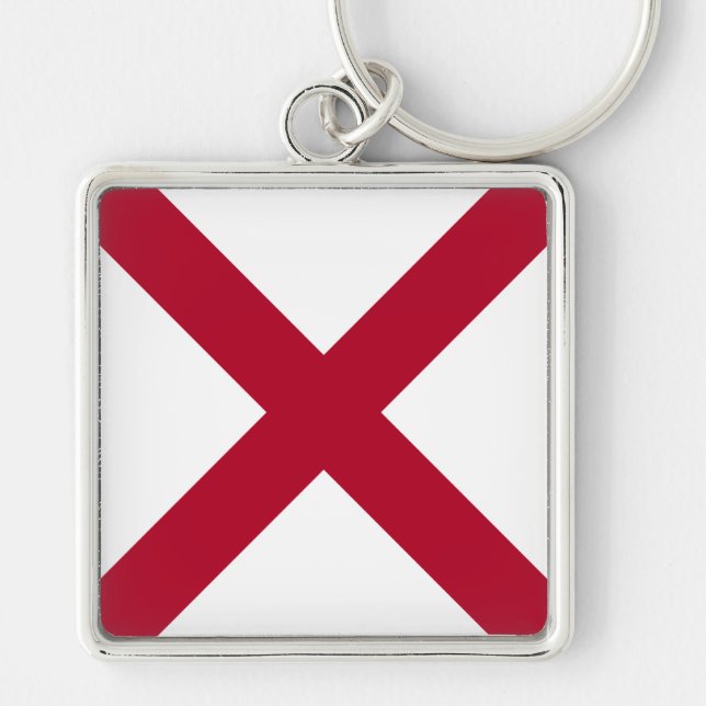 Porte-clés Drapeau d'Etat Alabama, Croix de St Andrew Crimson (Devant)