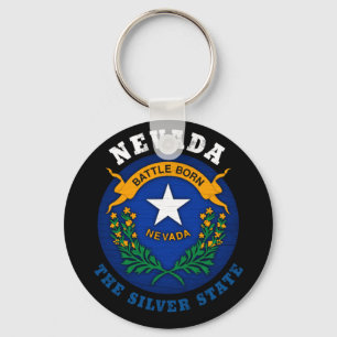 PORTE-CLÉS DRAPEAU D'ÉTAT D'ARGENT NEVADA