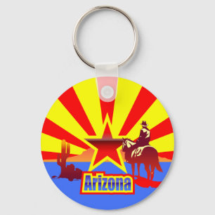 Porte-clés Drapeau d'état de l'Arizona Dessin Vintage