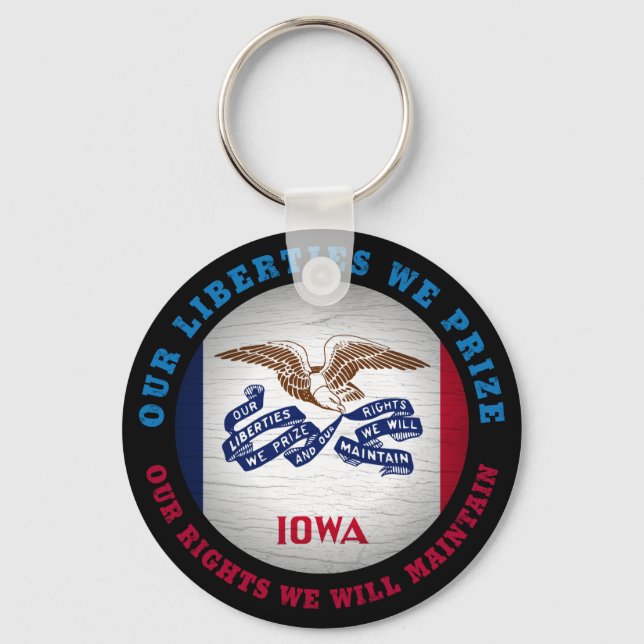 PORTE-CLÉS DRAPEAU D'ÉTAT IOWA HAWKEYE (Recto)