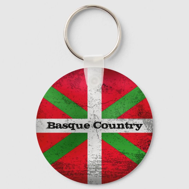 Porte-clés Drapeau du Pays basque, personnalisé, en détresse, (Recto)