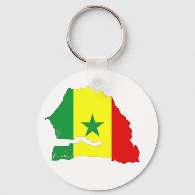 Porte-clés drapeau du pays du sénégal forme silhouette (Recto)