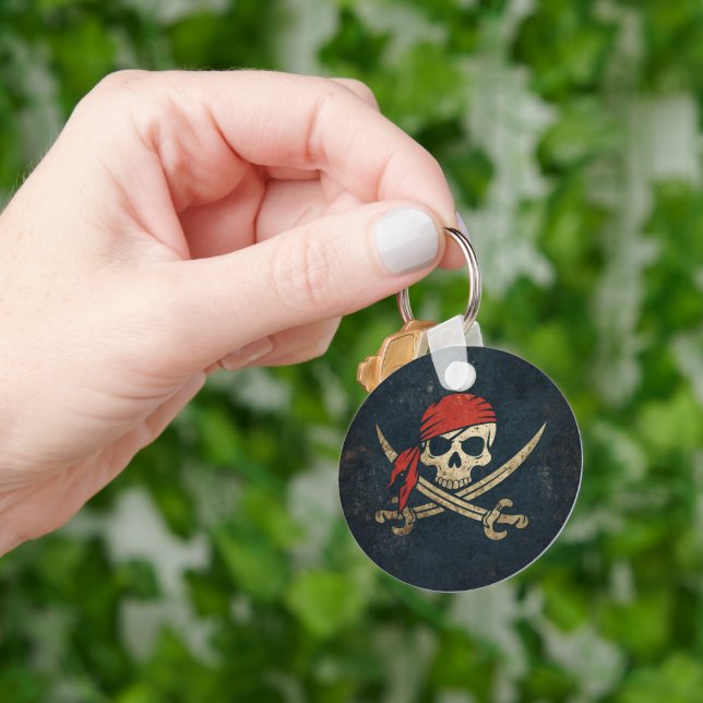 Porte-clés Drapeau du pirate de Bandana rouge (main)