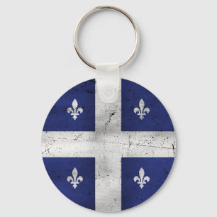 Porte-clés Drapeau du Québec style grunge érodé