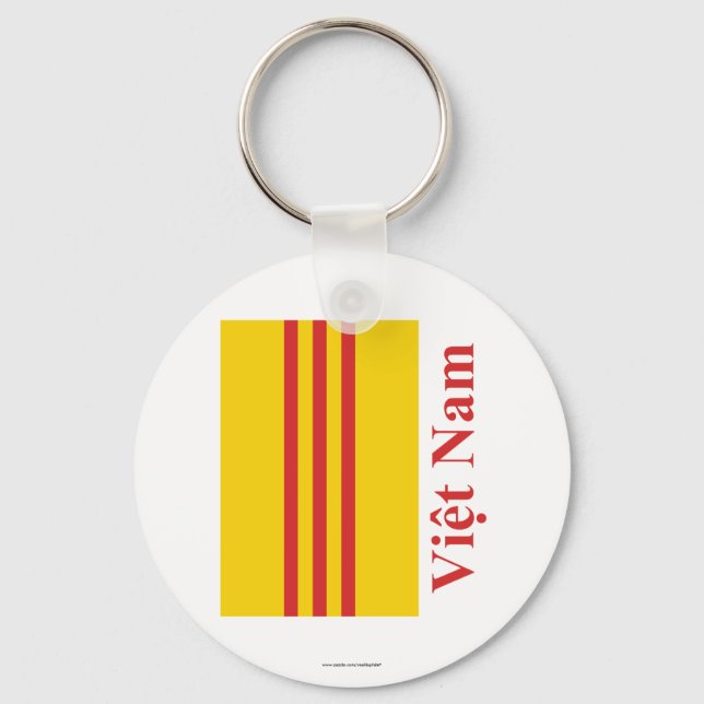 Porte-clés Drapeau du sud du Vietnam avec nom en vietnamien (Recto)
