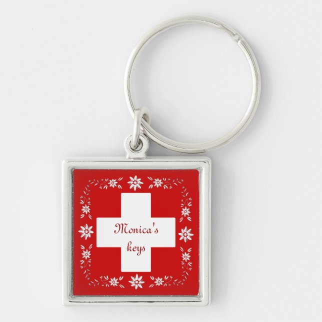 Porte-clés Drapeau et edelweiss suisses (Devant)