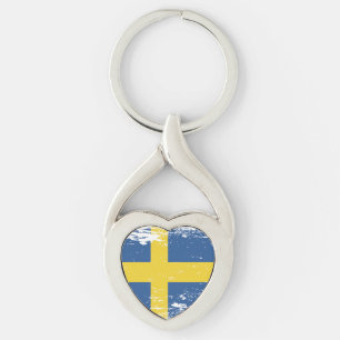 Porte-clés Drapeau grunge de la Suède