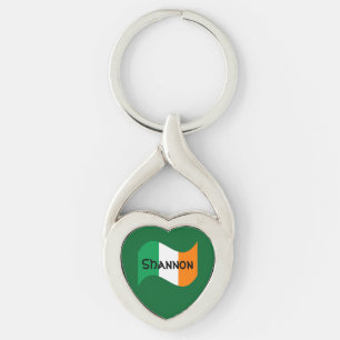 Porte-clés Drapeau irlandais personnalisé avec police celtiqu