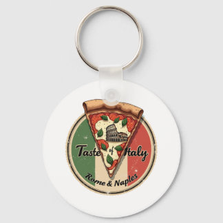 Porte-clés Drapeau italien avec Vintage Rome & Naples Pizza