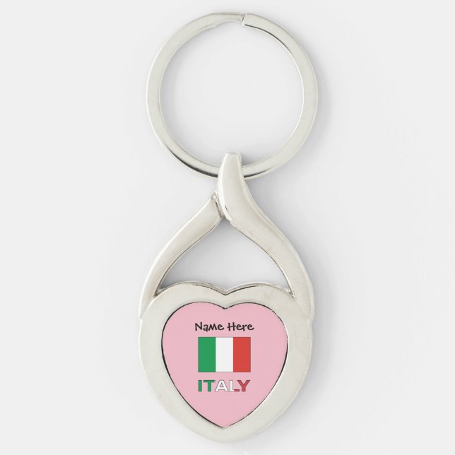 Porte-clés Drapeau italien avec votre nom (Devant)