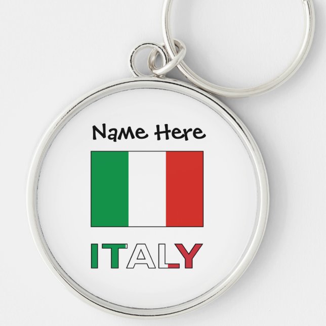Porte-clés Drapeau italien avec votre nom (Devant)