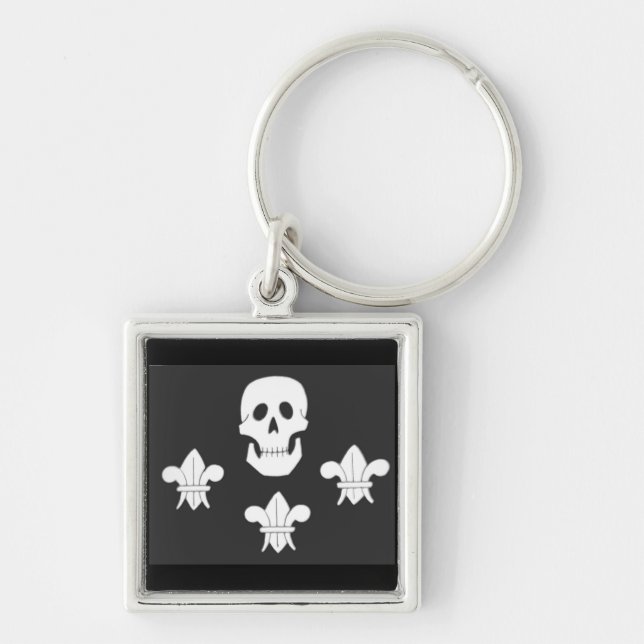 PORTE-CLÉS DRAPEAU JOLLY ROGER ET TROIS LIEUX (Devant)