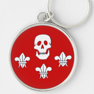 Porte-clés DRAPEAU jolly roger ET TROIS LIEUX, Rouge