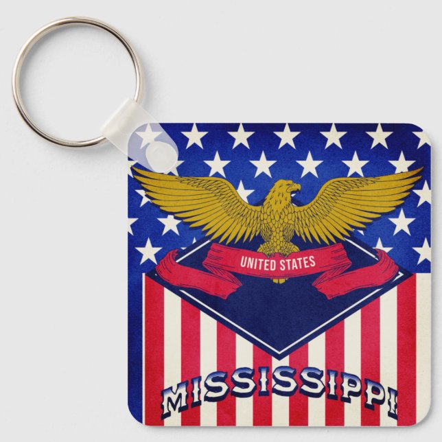 Porte-clés Drapeau Mississippi USA (Recto)