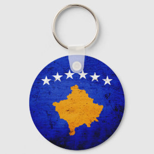 Porte-clés Drapeau noir du Kosovo Grunge