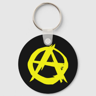 Porte-clés Drapeau noir et jaune de capitalisme d'Anarcho