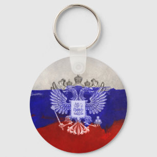 Porte-clés Drapeau peint de Russie avec aigle