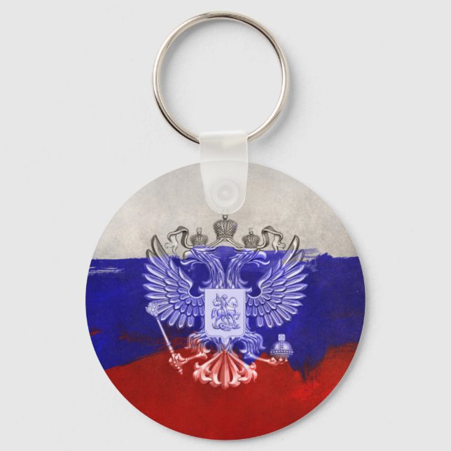 Porte-clés Drapeau peint de Russie avec aigle (Recto)