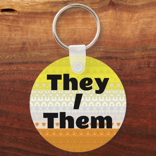Porte-clés Drapeau Pronoun Maverique Pride personnalisable (Recto)