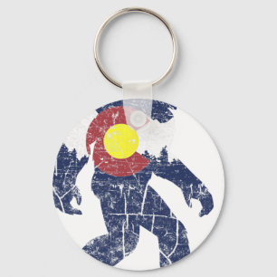 Porte-clés Drapeau Rétro de l'État du Colorado Sasquatch Mont