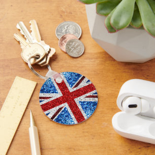 Porte-clés Drapeau rouge bleu blanc brillant parties scintill