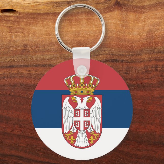 Porte-clés Drapeau serbe & vacances serbe, voyage / sports (Recto)