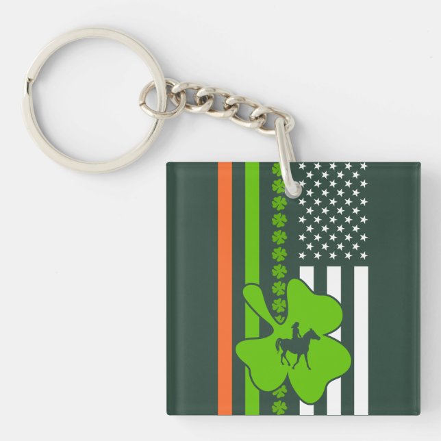 Porte-clés Drapeau Shamrock irlandais (Devant)