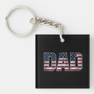Porte-clés Drapeau vintage Papa Usa, Fête des pères American 