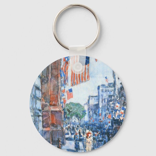 Porte-clés Drapeaux Cinquième Avenue par Childe Hassam, Art V (Recto)