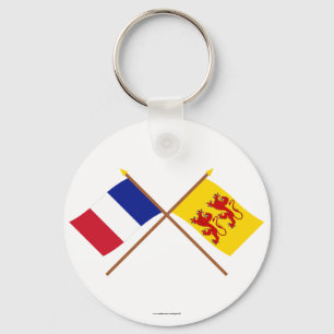 Porte-clés Drapeaux croisés de la France et de