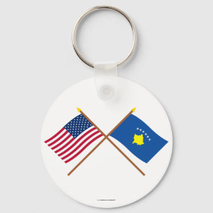 Porte-clés Drapeaux croisés des États-Unis et du Kosovo