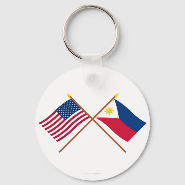 Porte-clés Drapeaux croisés États-Unis et Philippines (Recto)