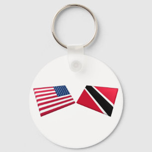Porte-clés Drapeaux des USA et du Trinidad-et-Tobago
