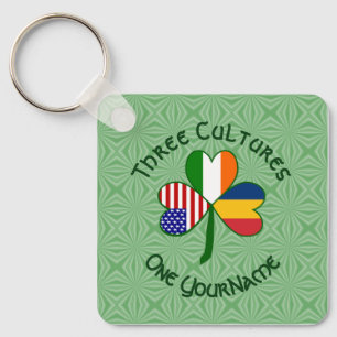 Porte-clés Drapeaux irlandais tchadiens américains Shamrock V