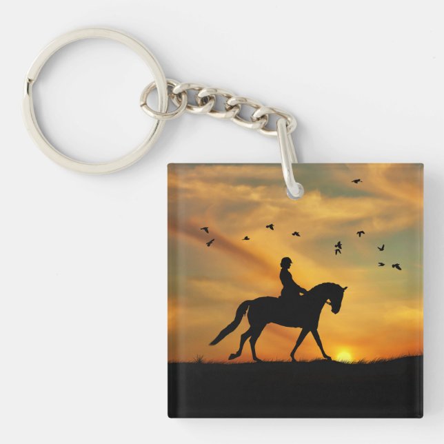 Porte-clés Dressage Cheval et Porte - clé d'cavalier (Devant)