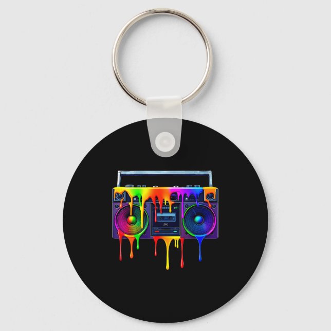 Porte-clés Dripng Paint Boombox Funny Old School 80s Music Hi (Recto)