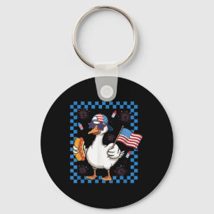 Porte-clés Drôle 4 juillet Patriotique Silly Goose Américain