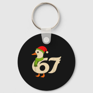 Porte-clés Drôle 67 Oie Noël 6 7 Mème Canard Chapeau de Père 
