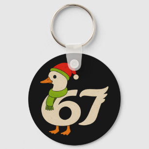 Porte-clés Drôle 67 Oie Noël 6 7 Meme Canard Chapeau de Père