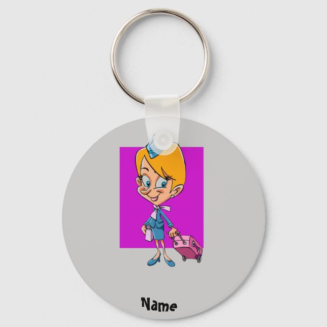 Porte-clés Drôle animateur de l'hôtesse de l'air (Recto)