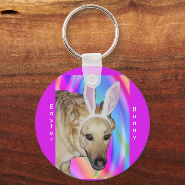 Porte-clés Drôle Berger Allemand Chien & Oreilles Lapin Pâque (Recto)