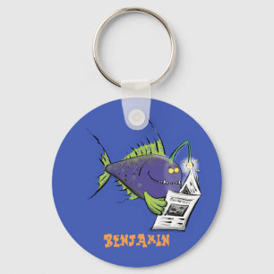 Porte-clés Drôle caricature de poisson de pêcheur