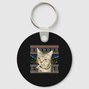 Porte-clés Drôle Chat Fumeur Mème Noël Sweat Ugly Chat