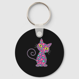 Porte-clés Drôle Chat Kitten Amateurs Polka Dot Happy Dot Day