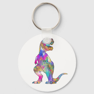 Porte-clés Drôle coloré T Rex Psychedelic Dinosaur Art