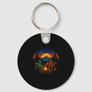 Porte-clés Drôle de bigfoot alien camping rétro ovni feu de c