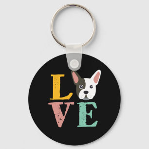 Porte-clés Drôle J'Aime French Bulldog Je Coeur Mon Amoureux 